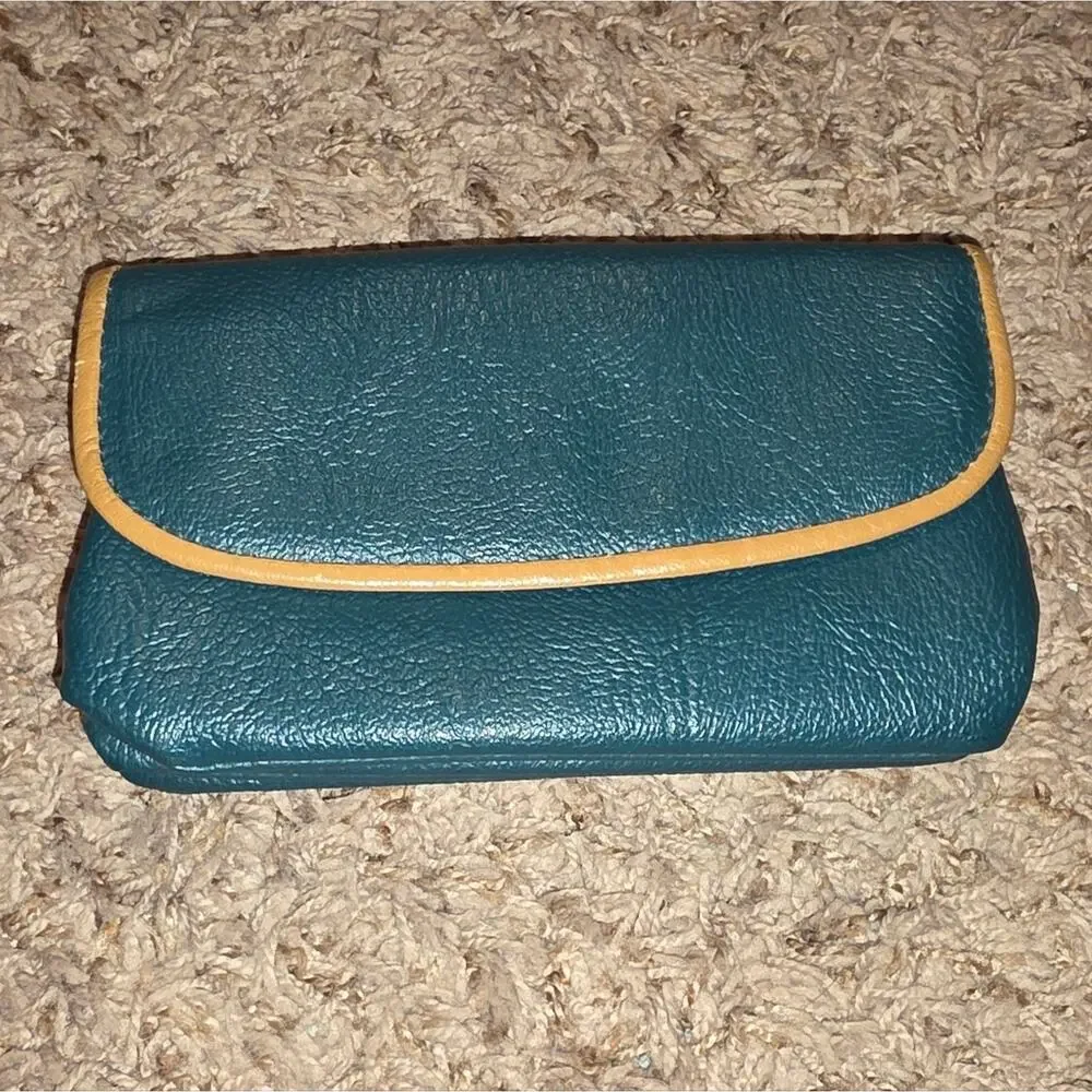 Source Unknown Teal and Tan Clutch